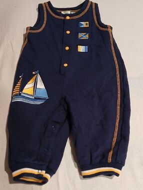 greendog Navy Suit with Yellow & Light Blue Sailboat Appliqué